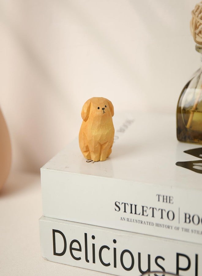 INF-STAR Cute Small Wood Golden Retriever Figurine,1.6'' Handmade Carved Golden Retriever Statue, Unique Dog Figure Collectibles Home Decor Gift for Dog Lover - Image 3